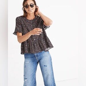 Madewell Studio Ruffle-Hem Top in Starry Night
